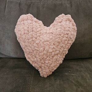 Pink Heart-Shaped Hand Knit Pillow